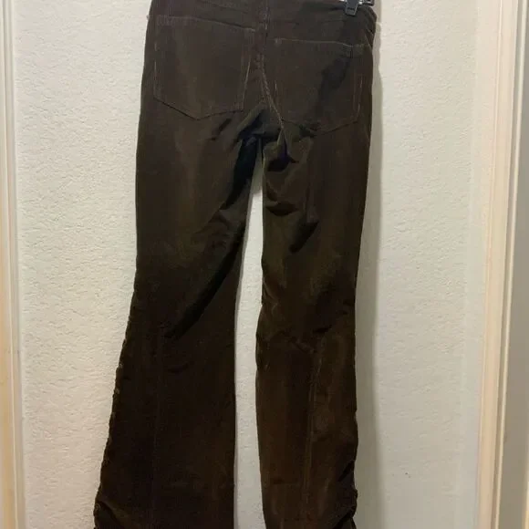 Dana Foley NYC corduroy brown pants lace Low Rise Wide Leg - Picture 7 of 9